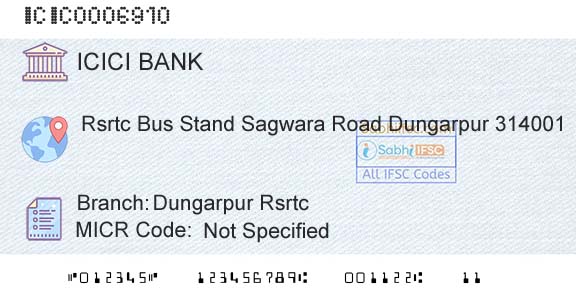 Icici Bank Limited Dungarpur RsrtcBranch 