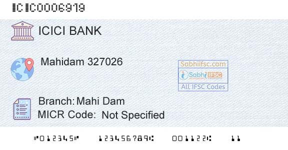 Icici Bank Limited Mahi DamBranch 