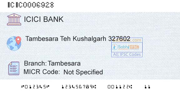 Icici Bank Limited TambesaraBranch 
