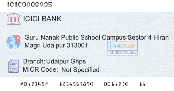 Icici Bank Limited Udaipur GnpsBranch 
