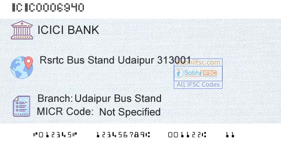 Icici Bank Limited Udaipur Bus StandBranch 