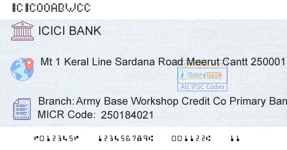 Icici Bank Limited Army Base Workshop Credit Co Primary Bank LtdBranch 