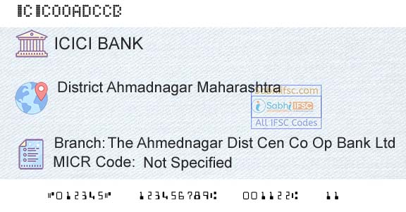 Icici Bank Limited The Ahmednagar Dist Cen Co Op Bank LtdBranch 