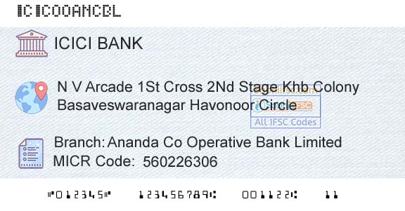 Icici Bank Limited Ananda Co Operative Bank LimitedBranch 
