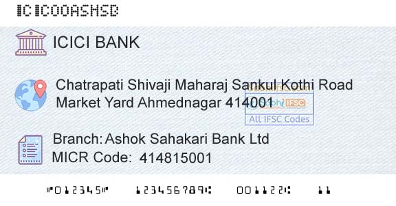 Icici Bank Limited Ashok Sahakari Bank LtdBranch 