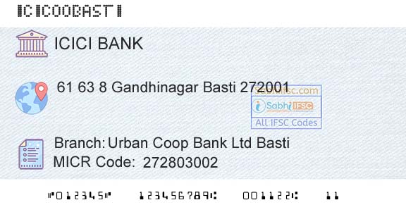 Icici Bank Limited Urban Coop Bank Ltd BastiBranch 