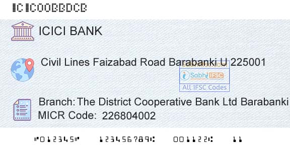 Icici Bank Limited The District Cooperative Bank Ltd BarabankiBranch 