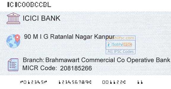 Icici Bank Limited Brahmawart Commercial Co Operative Bank LtdBranch 