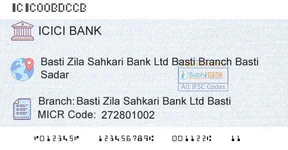 Icici Bank Limited Basti Zila Sahkari Bank Ltd BastiBranch 