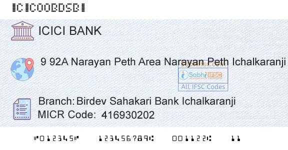 Icici Bank Limited Birdev Sahakari Bank IchalkaranjiBranch 