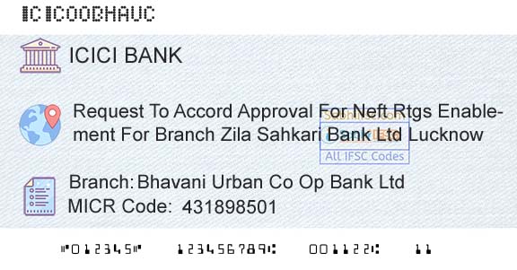 Icici Bank Limited Bhavani Urban Co Op Bank LtdBranch 