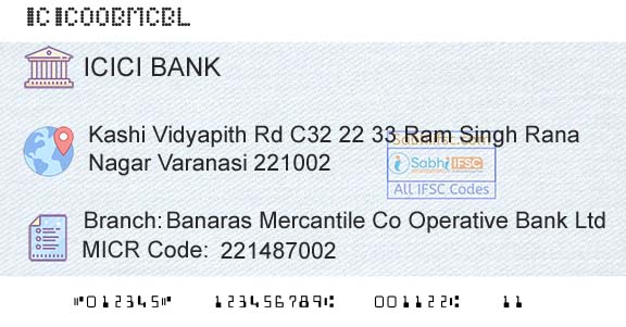 Icici Bank Limited Banaras Mercantile Co Operative Bank LtdBranch 