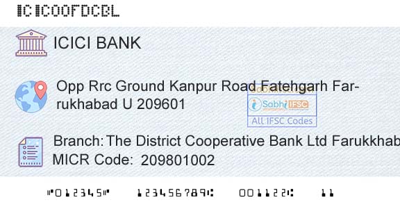 Icici Bank Limited The District Cooperative Bank Ltd FarukkhabadBranch 