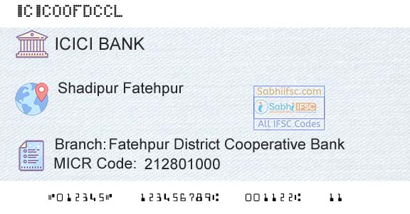 Icici Bank Limited Fatehpur District Cooperative BankBranch 