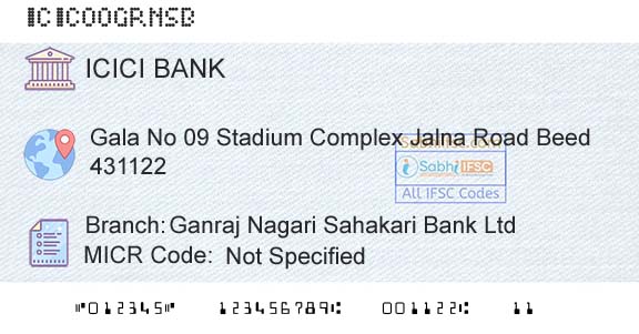 Icici Bank Limited Ganraj Nagari Sahakari Bank LtdBranch 