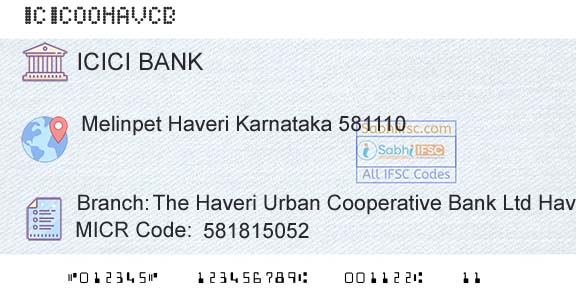 Icici Bank Limited The Haveri Urban Cooperative Bank Ltd HaveriBranch 