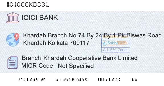Icici Bank Limited Khardah Cooperative Bank LimitedBranch 