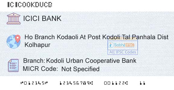 Icici Bank Limited Kodoli Urban Cooperative BankBranch 