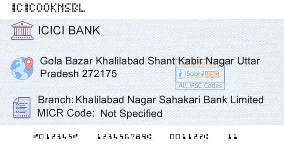 Icici Bank Limited Khalilabad Nagar Sahakari Bank LimitedBranch 