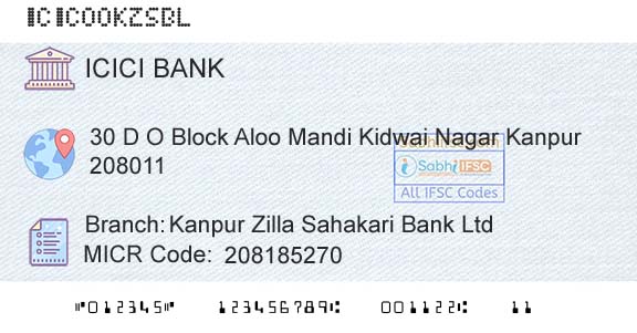 Icici Bank Limited Kanpur Zilla Sahakari Bank LtdBranch 