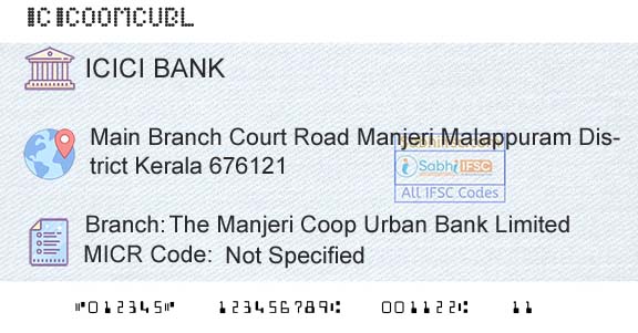 Icici Bank Limited The Manjeri Coop Urban Bank LimitedBranch 