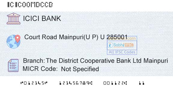 Icici Bank Limited The District Cooperative Bank Ltd MainpuriBranch 