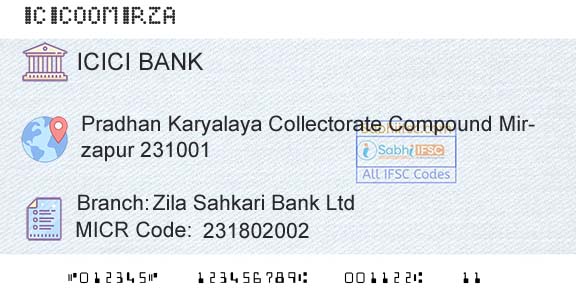 Icici Bank Limited Zila Sahkari Bank LtdBranch 