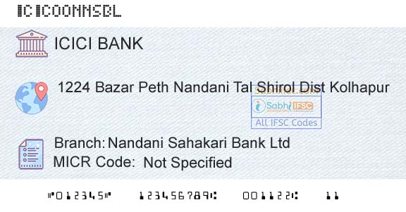 Icici Bank Limited Nandani Sahakari Bank LtdBranch 