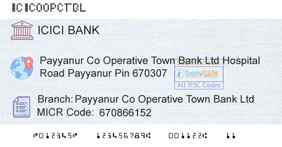 Icici Bank Limited Payyanur Co Operative Town Bank Ltd Branch 