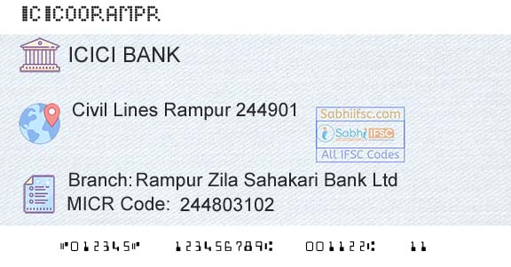 Icici Bank Limited Rampur Zila Sahakari Bank LtdBranch 