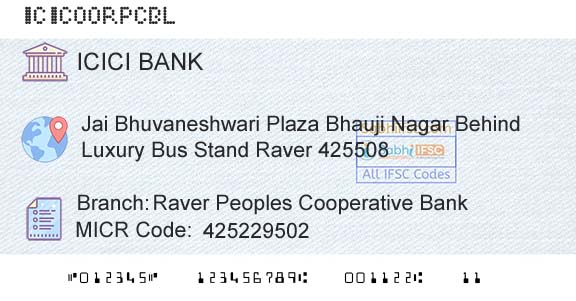 Icici Bank Limited Raver Peoples Cooperative BankBranch 