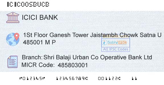 Icici Bank Limited Shri Balaji Urban Co Operative Bank LtdBranch 