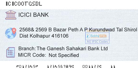 Icici Bank Limited The Ganesh Sahakari Bank Ltd Branch 