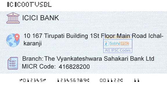 Icici Bank Limited The Vyankateshwara Sahakari Bank LtdBranch 