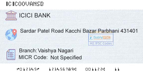 Icici Bank Limited Vaishya NagariBranch 