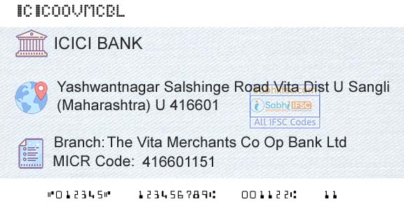 Icici Bank Limited The Vita Merchants Co Op Bank LtdBranch 