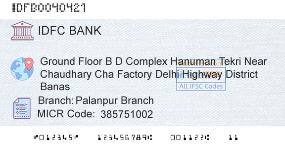 Idfc First Bank Ltd Palanpur BranchBranch 