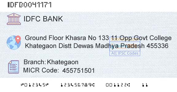 Idfc First Bank Ltd KhategaonBranch 
