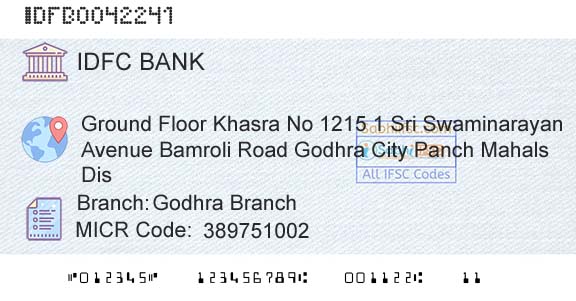 Idfc First Bank Ltd Godhra BranchBranch 