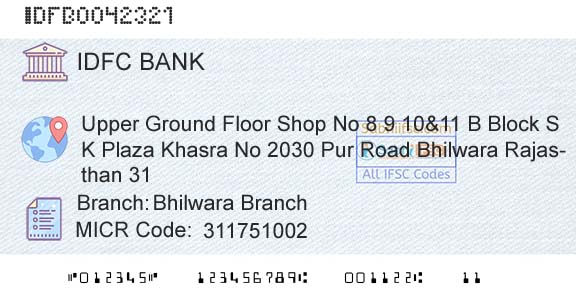 Idfc First Bank Ltd Bhilwara BranchBranch 