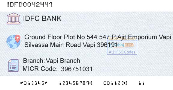 Idfc First Bank Ltd Vapi BranchBranch 
