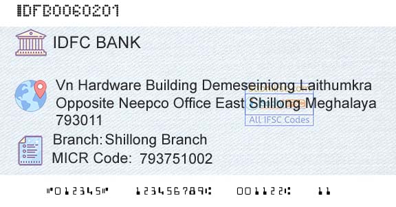 Idfc First Bank Ltd Shillong BranchBranch 