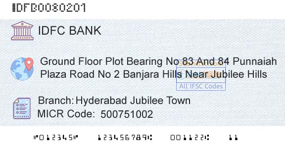 Idfc First Bank Ltd Hyderabad Jubilee TownBranch 