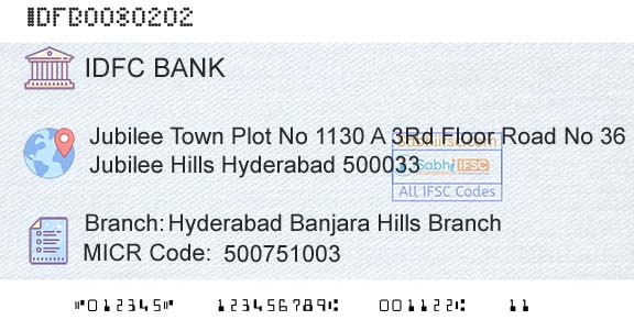 Idfc First Bank Ltd Hyderabad Banjara Hills BranchBranch 