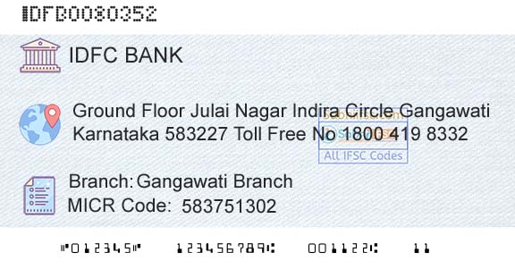 Idfc First Bank Ltd Gangawati BranchBranch 