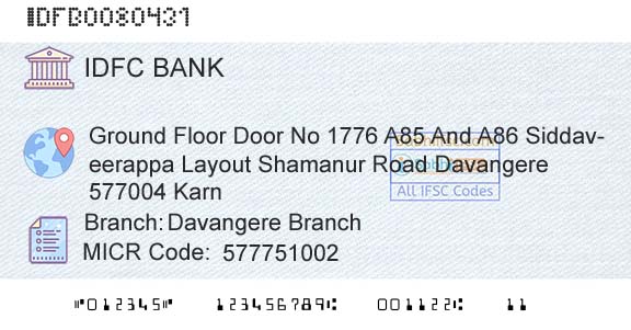 Idfc First Bank Ltd Davangere BranchBranch 