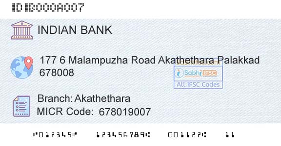 Indian Bank AkathetharaBranch 