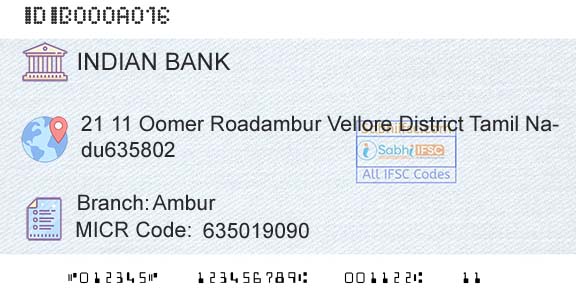 Indian Bank AmburBranch 