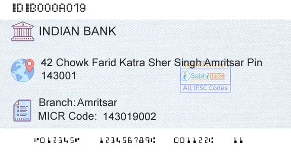 Indian Bank AmritsarBranch 
