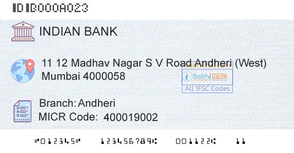 Indian Bank AndheriBranch 